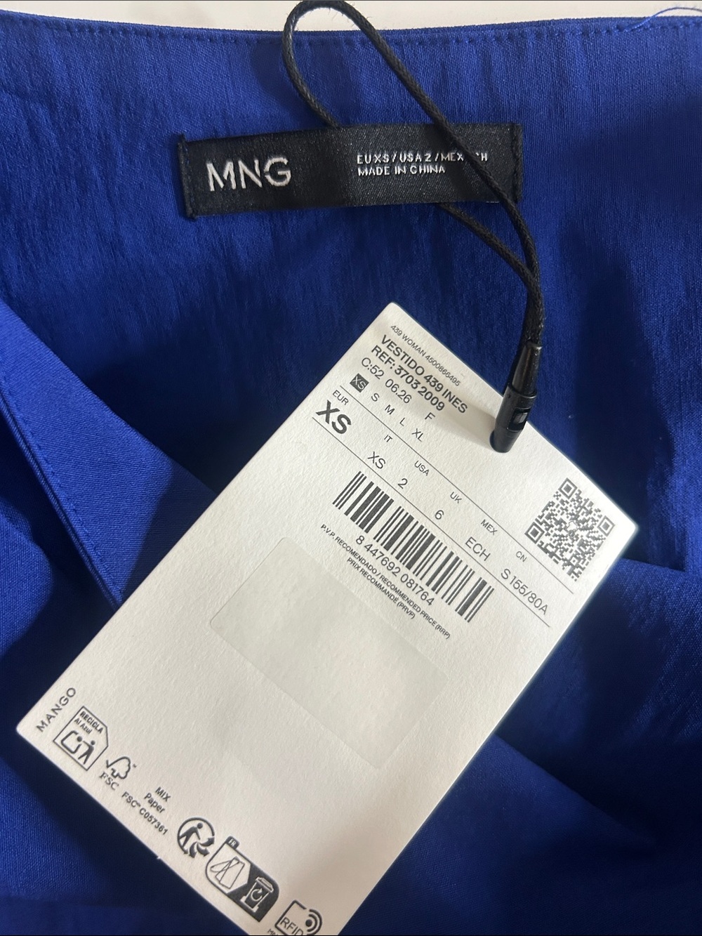 NWT (size 2) MANGO DRESS WITH ASYMMETRICAL NECKLINE AND KNOT DETAIL - Picture 7 of 10